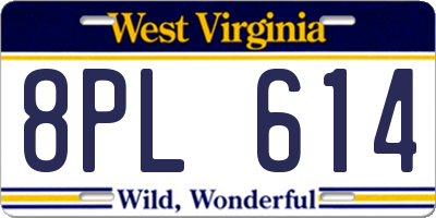 WV license plate 8PL614