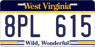 WV license plate 8PL615