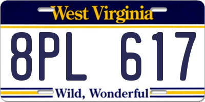WV license plate 8PL617
