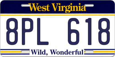WV license plate 8PL618