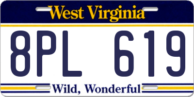 WV license plate 8PL619
