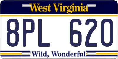 WV license plate 8PL620
