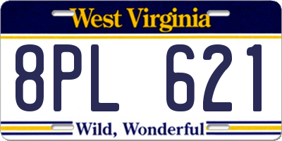 WV license plate 8PL621