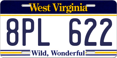 WV license plate 8PL622