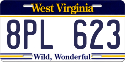 WV license plate 8PL623
