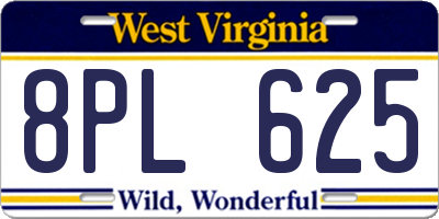 WV license plate 8PL625