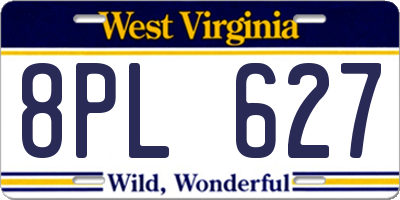WV license plate 8PL627