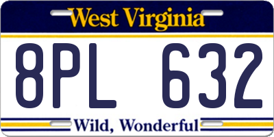 WV license plate 8PL632