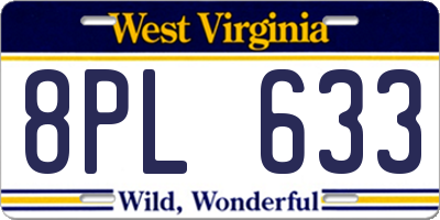 WV license plate 8PL633