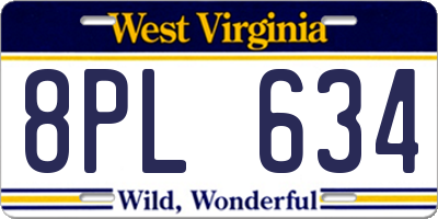 WV license plate 8PL634