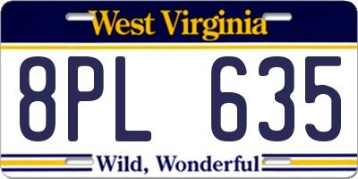 WV license plate 8PL635