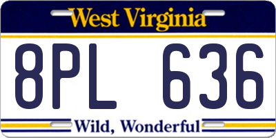 WV license plate 8PL636