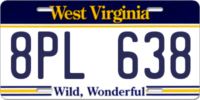 WV license plate 8PL638
