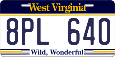 WV license plate 8PL640