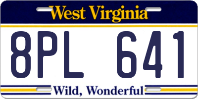 WV license plate 8PL641