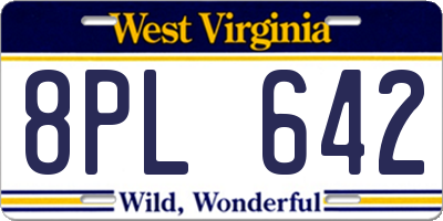 WV license plate 8PL642