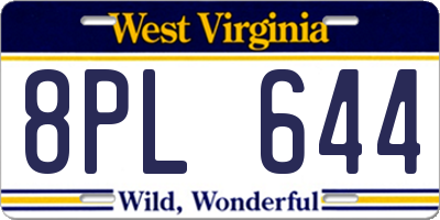 WV license plate 8PL644