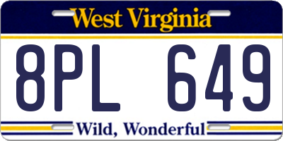WV license plate 8PL649