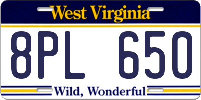 WV license plate 8PL650