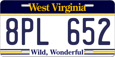 WV license plate 8PL652