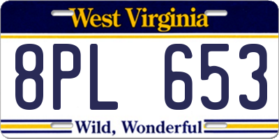 WV license plate 8PL653