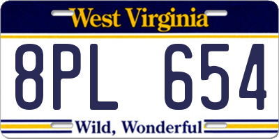 WV license plate 8PL654