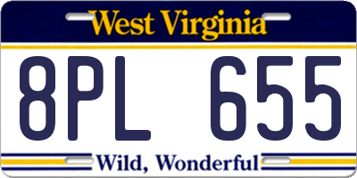 WV license plate 8PL655