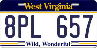 WV license plate 8PL657