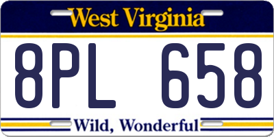 WV license plate 8PL658
