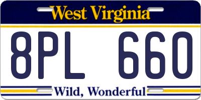 WV license plate 8PL660
