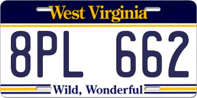 WV license plate 8PL662
