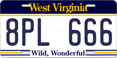 WV license plate 8PL666