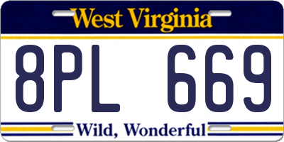 WV license plate 8PL669