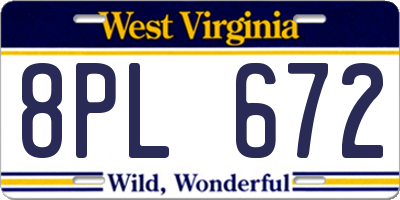 WV license plate 8PL672