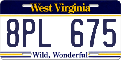 WV license plate 8PL675