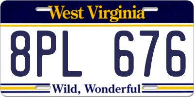 WV license plate 8PL676