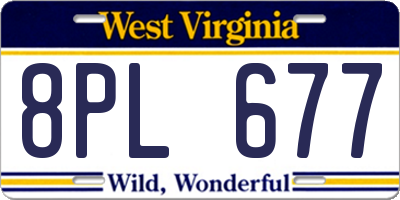 WV license plate 8PL677