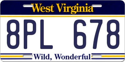 WV license plate 8PL678
