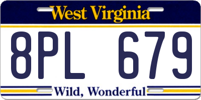 WV license plate 8PL679