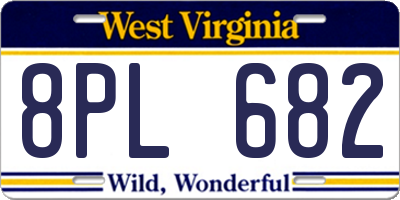 WV license plate 8PL682