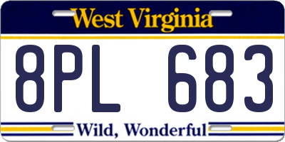 WV license plate 8PL683