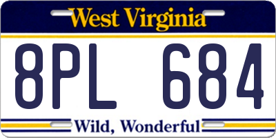 WV license plate 8PL684