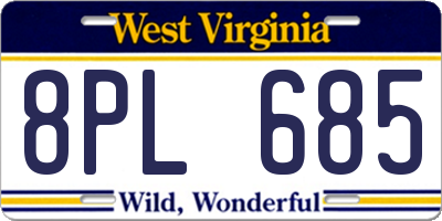 WV license plate 8PL685