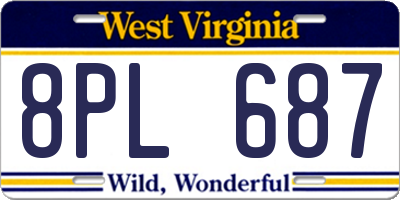 WV license plate 8PL687