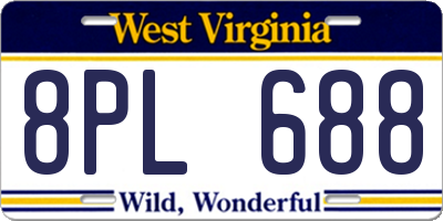 WV license plate 8PL688
