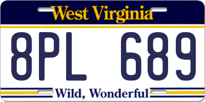 WV license plate 8PL689