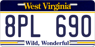 WV license plate 8PL690