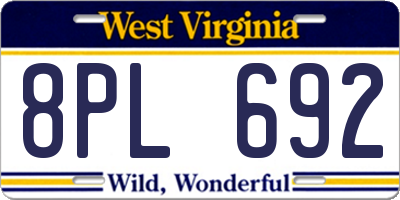 WV license plate 8PL692