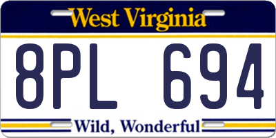 WV license plate 8PL694