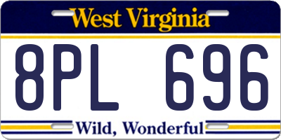WV license plate 8PL696